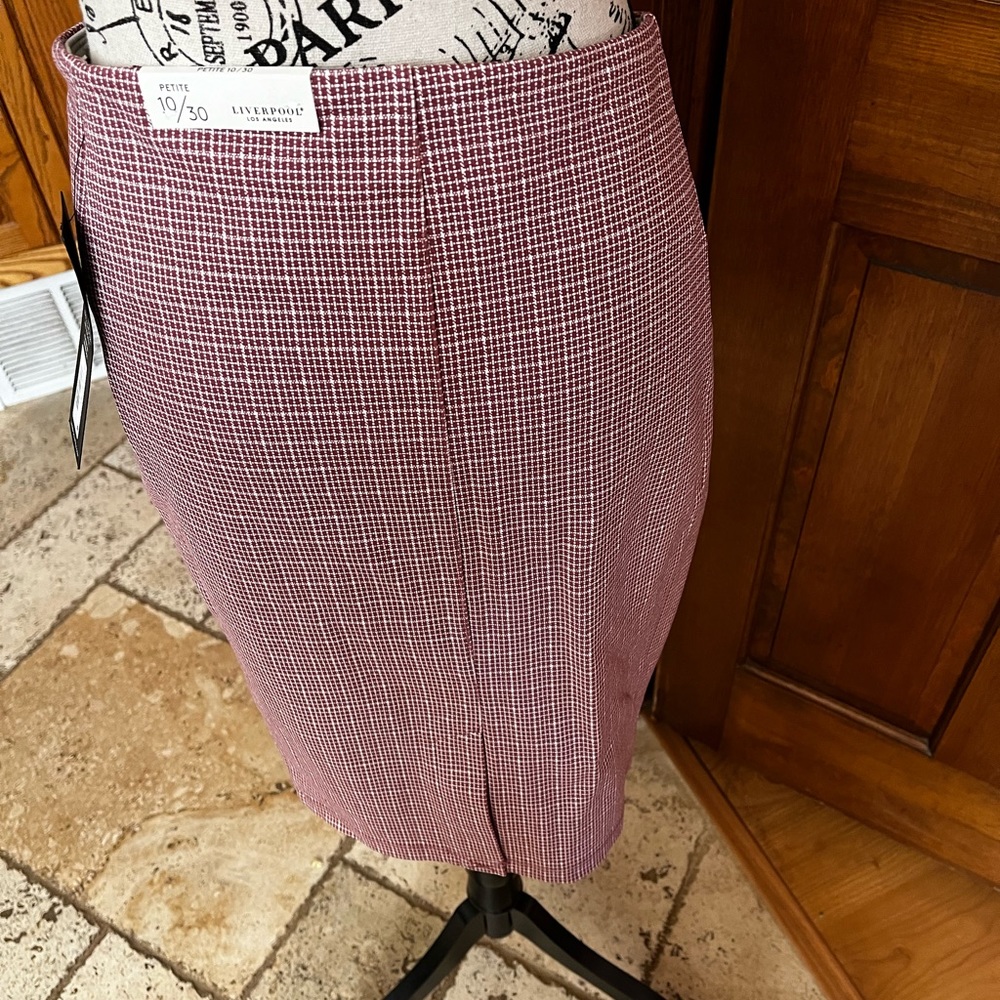NWT Liverpool Los Angeles Pencil Skirt Size Petite 10/30 Mauve/White - Picture 2 of 7